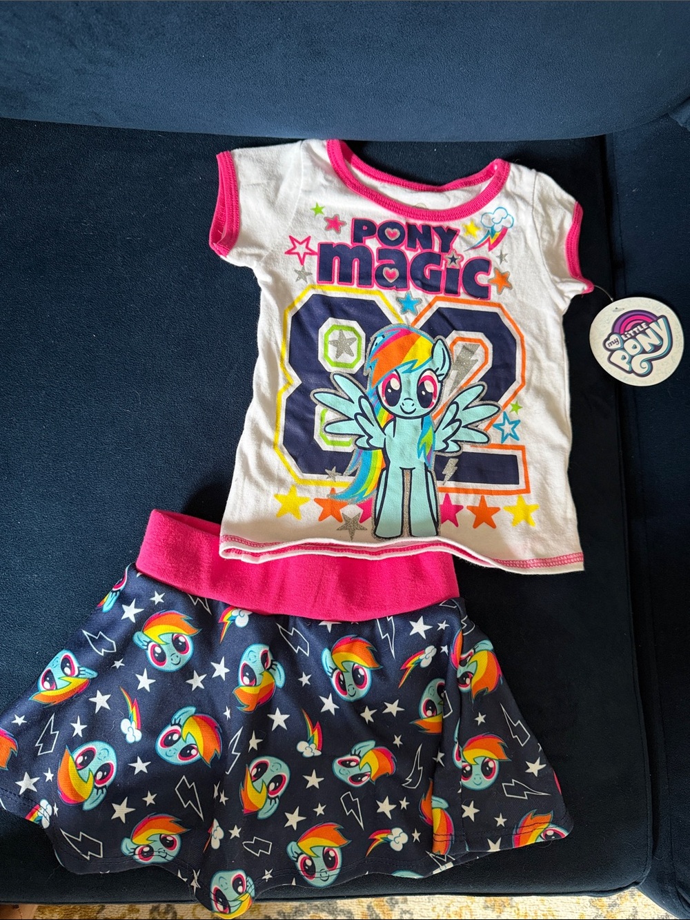 My Little Pony Rainbow Dash Pajama Set - White, Navy & Hot Pink